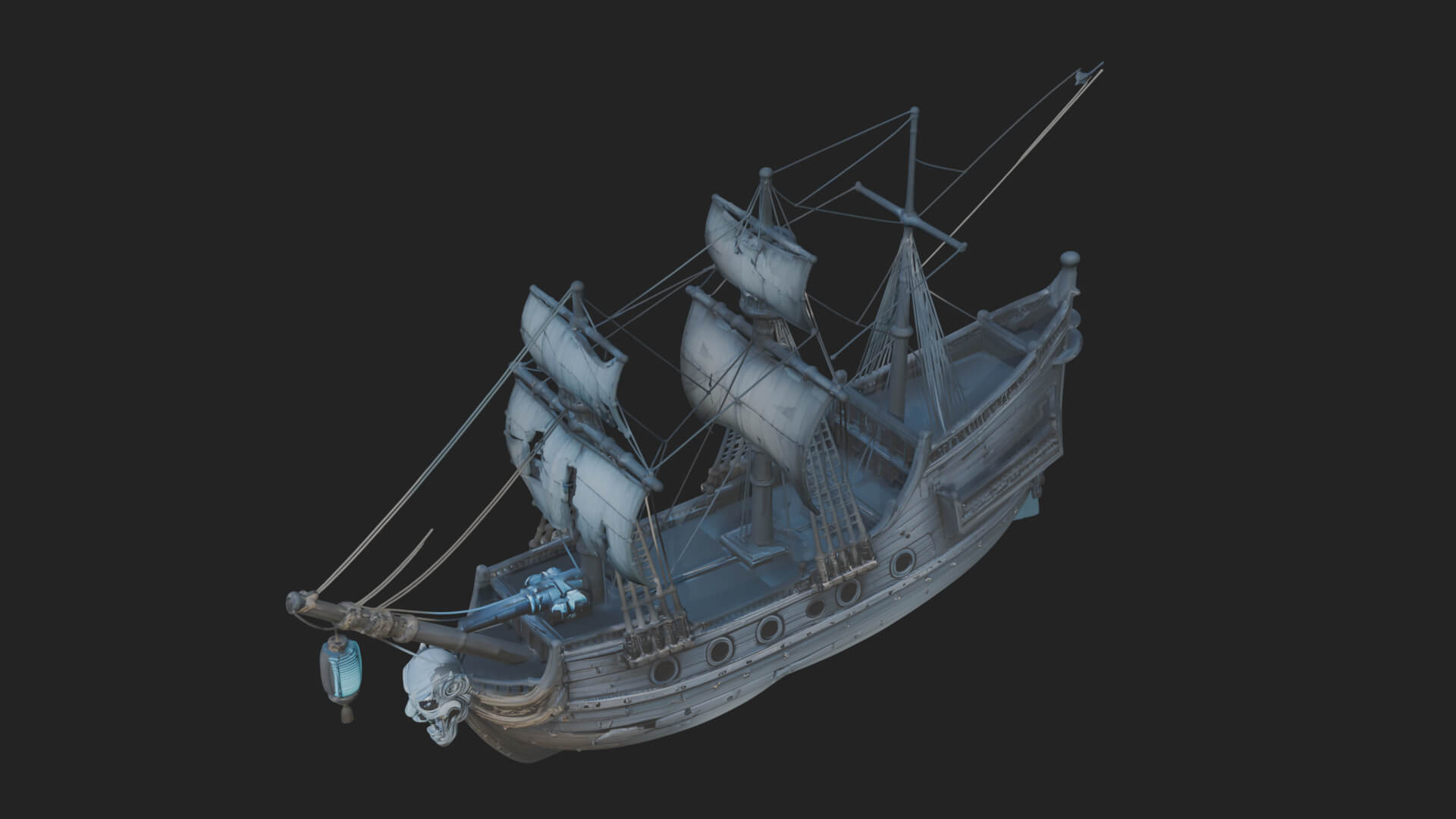 Ghostly Pirate Ship Model Design 1 3D Print Model 3D Model