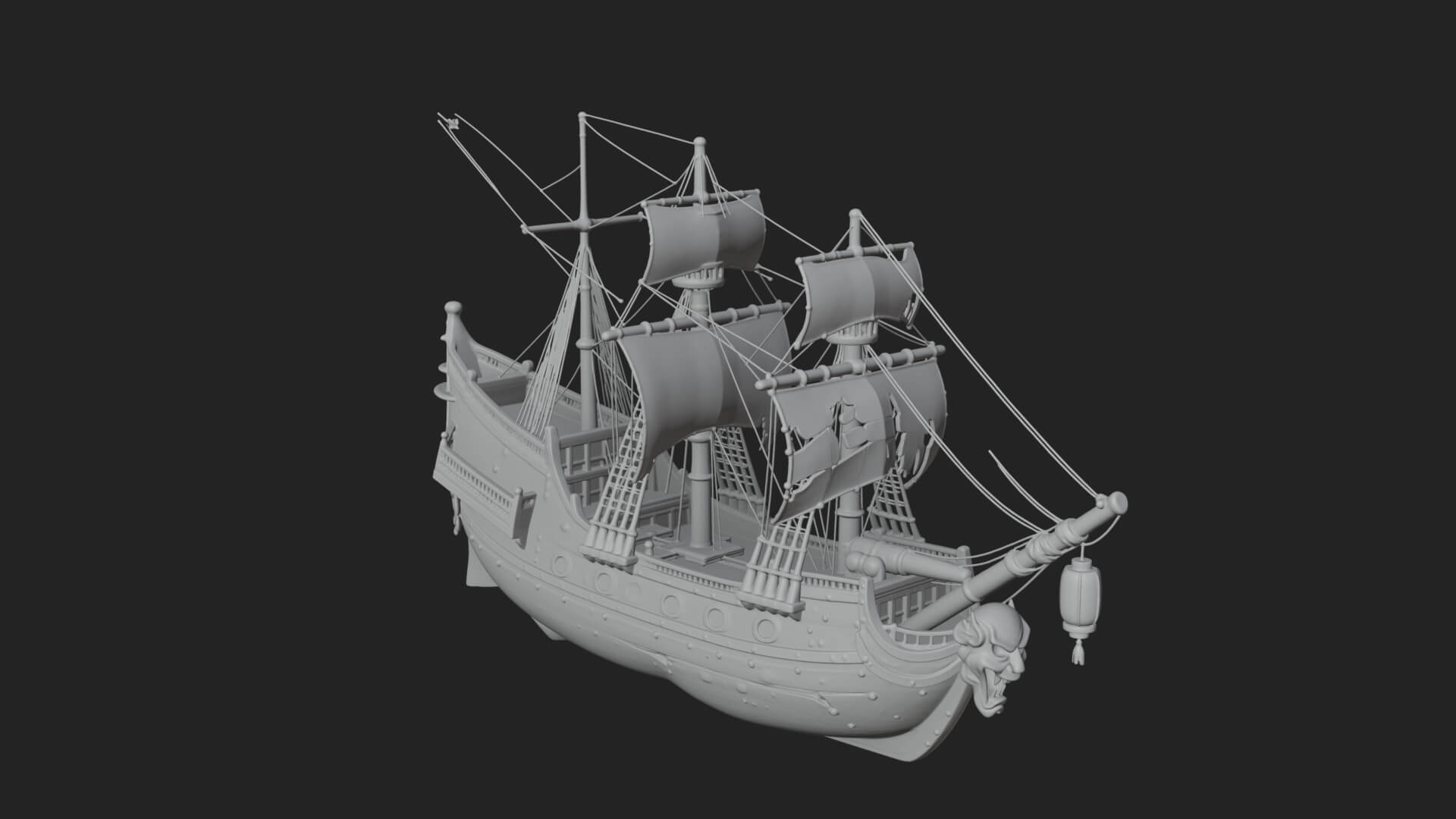 Ghostly Pirate Ship Model Design 1 3D Print Model 3D Model