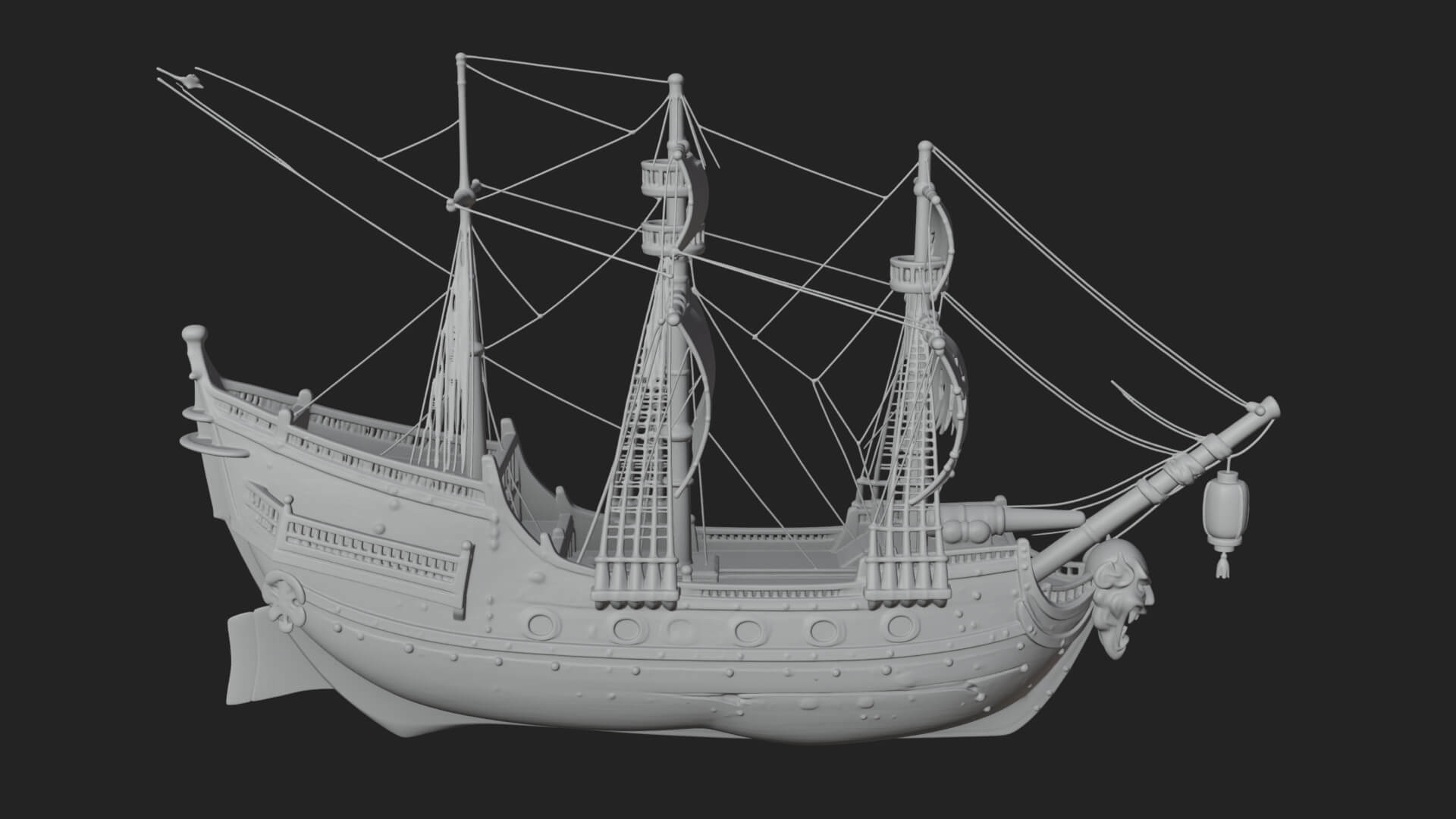 Ghostly Pirate Ship Model Design 1 3D Print Model 3D Model
