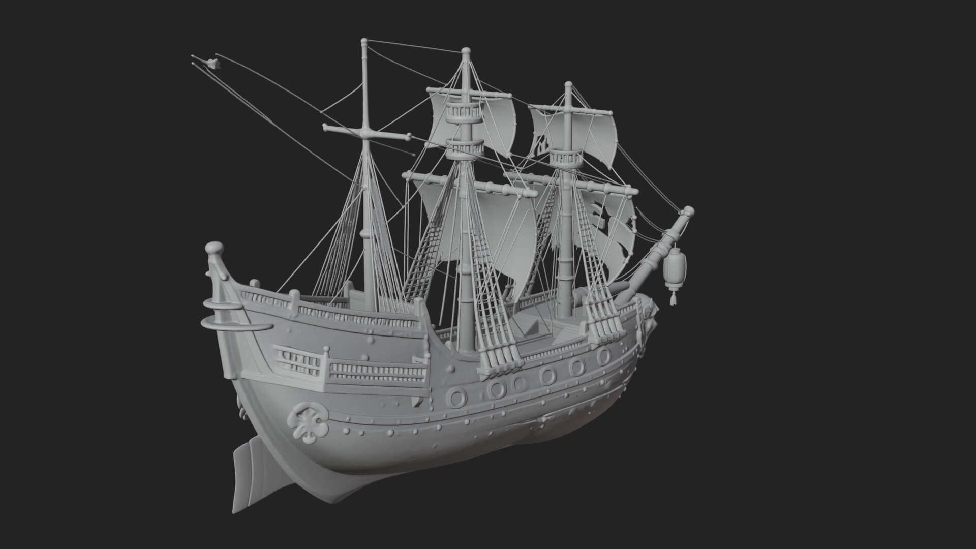 Ghostly Pirate Ship Model Design 1 3D Print Model 3D Model