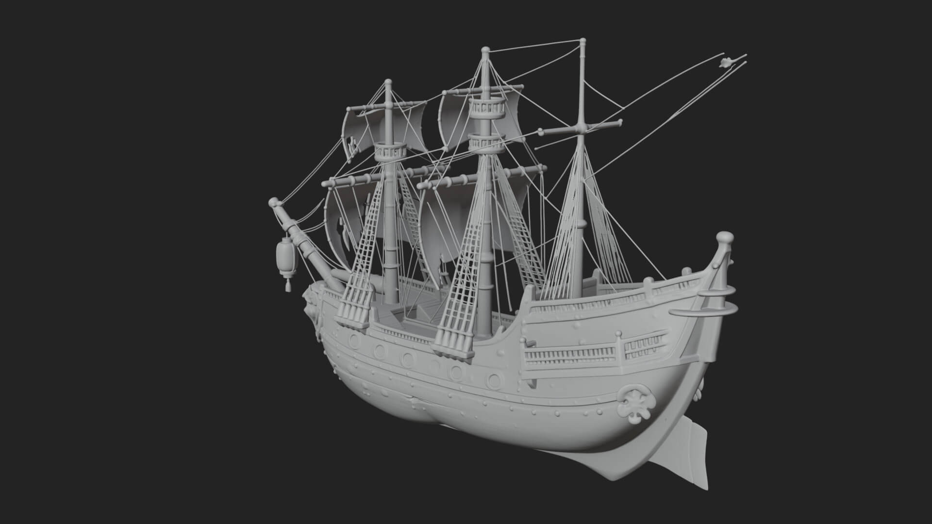 Ghostly Pirate Ship Model Design 1 3D Print Model 3D Model