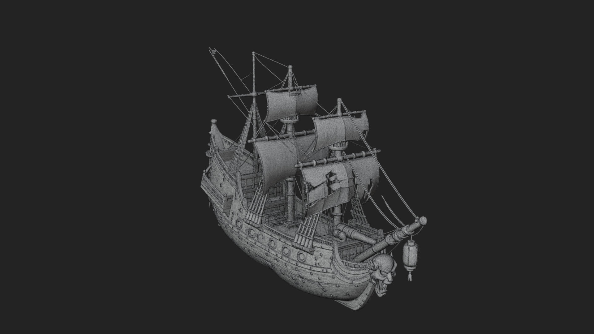 Ghostly Pirate Ship Model Design 1 3D Print Model 3D Model