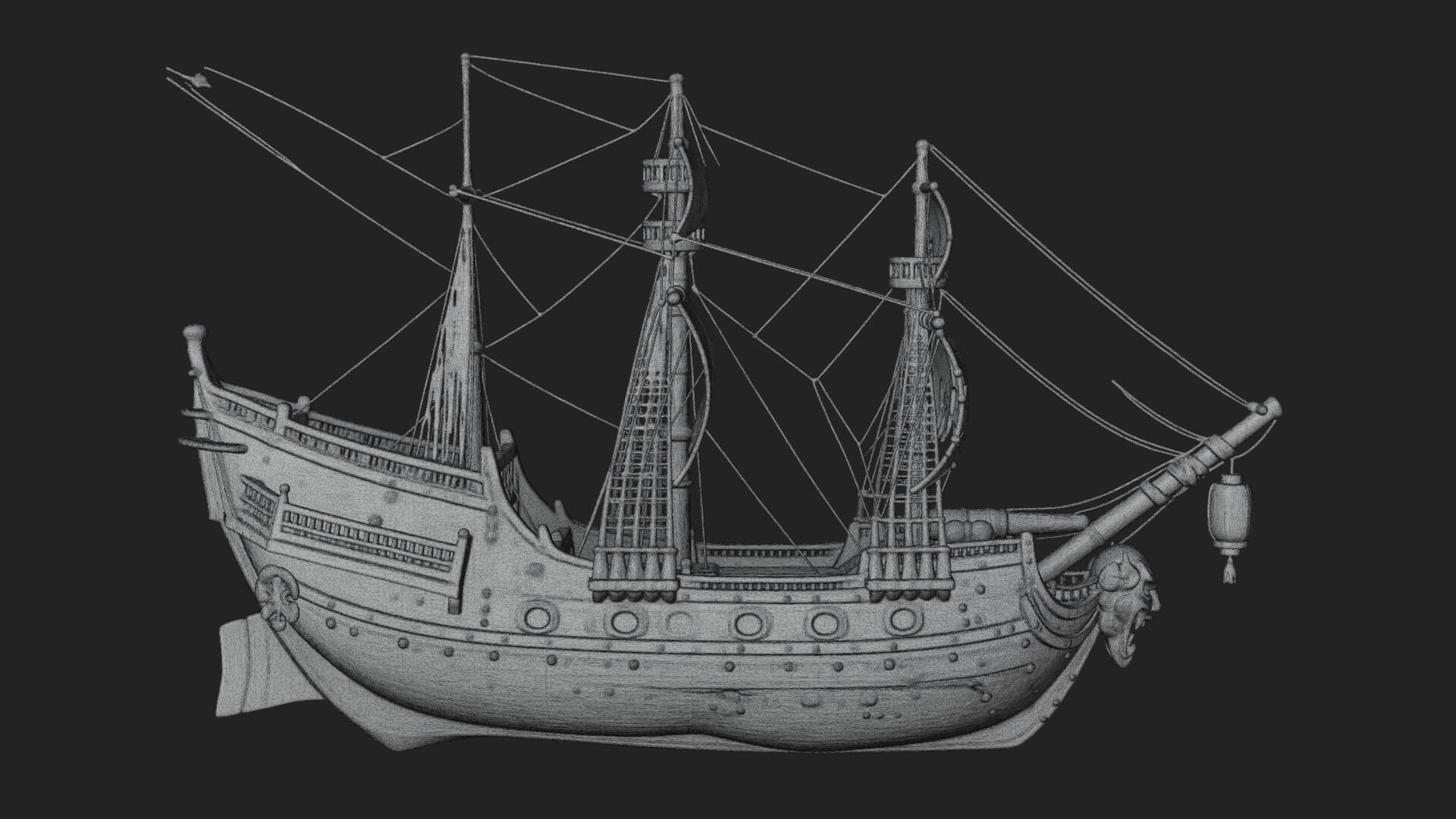 Ghostly Pirate Ship Model Design 1 3D Print Model 3D Model