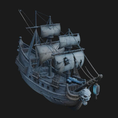 Ghostly Pirate Ship Model Design 1 3D Print Model