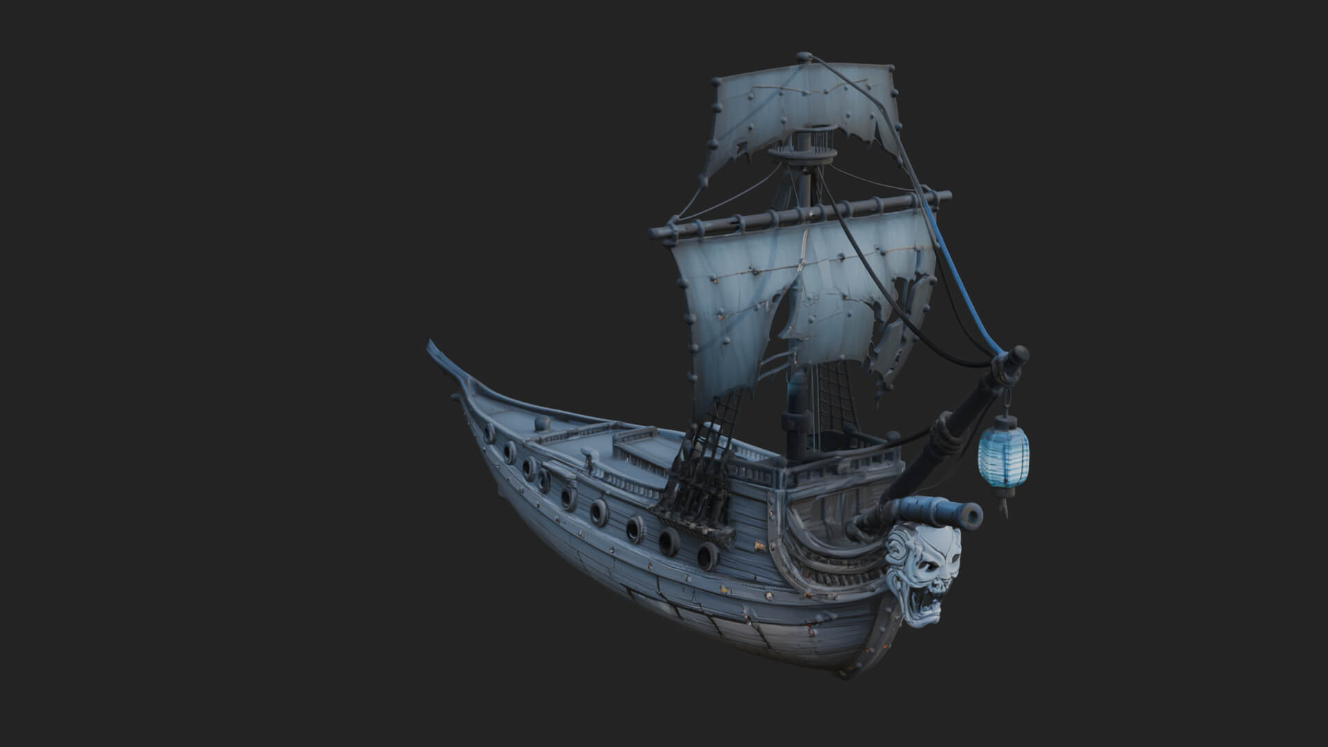 Ghostly Pirate Ship Model Design 2 3D Print Model 3D Model