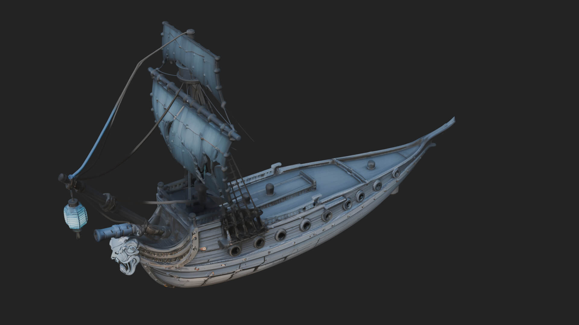 Ghostly Pirate Ship Model Design 2 3D Print Model 3D Model