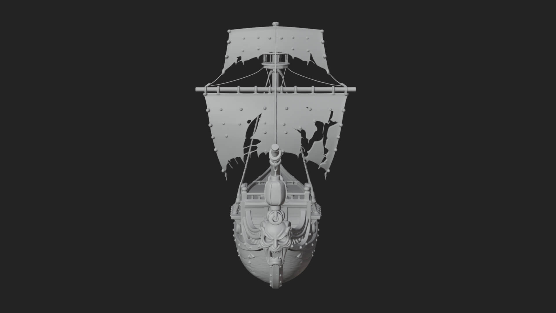 Ghostly Pirate Ship Model Design 2 3D Print Model 3D Model