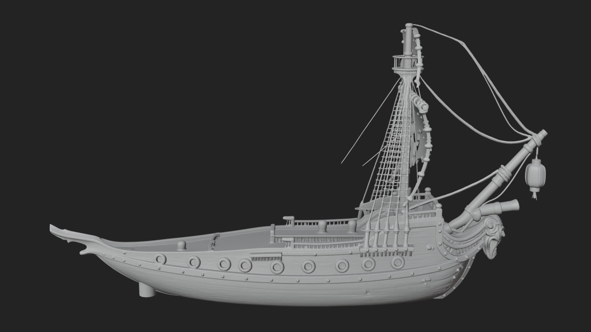 Ghostly Pirate Ship Model Design 2 3D Print Model 3D Model