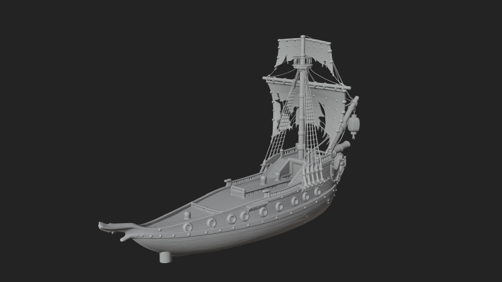 Ghostly Pirate Ship Model Design 2 3D Print Model 3D Model
