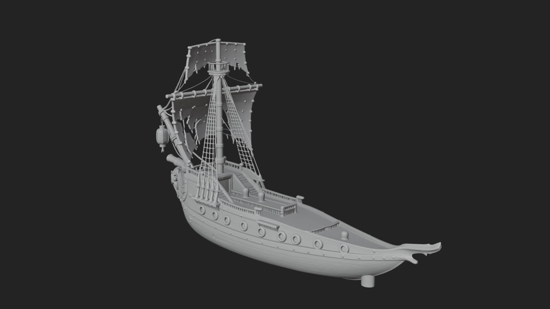 Ghostly Pirate Ship Model Design 2 3D Print Model 3D Model