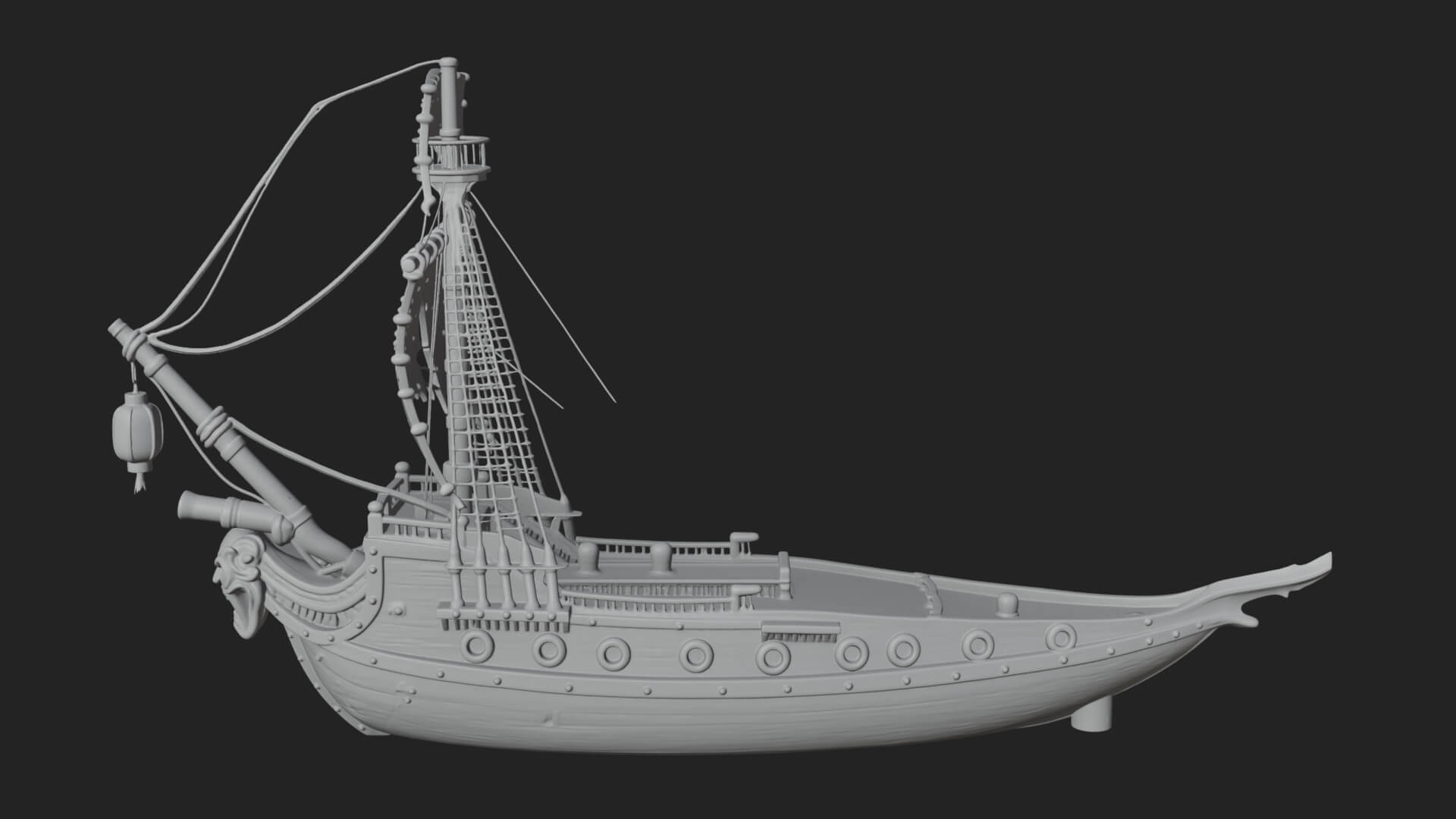 Ghostly Pirate Ship Model Design 2 3D Print Model 3D Model