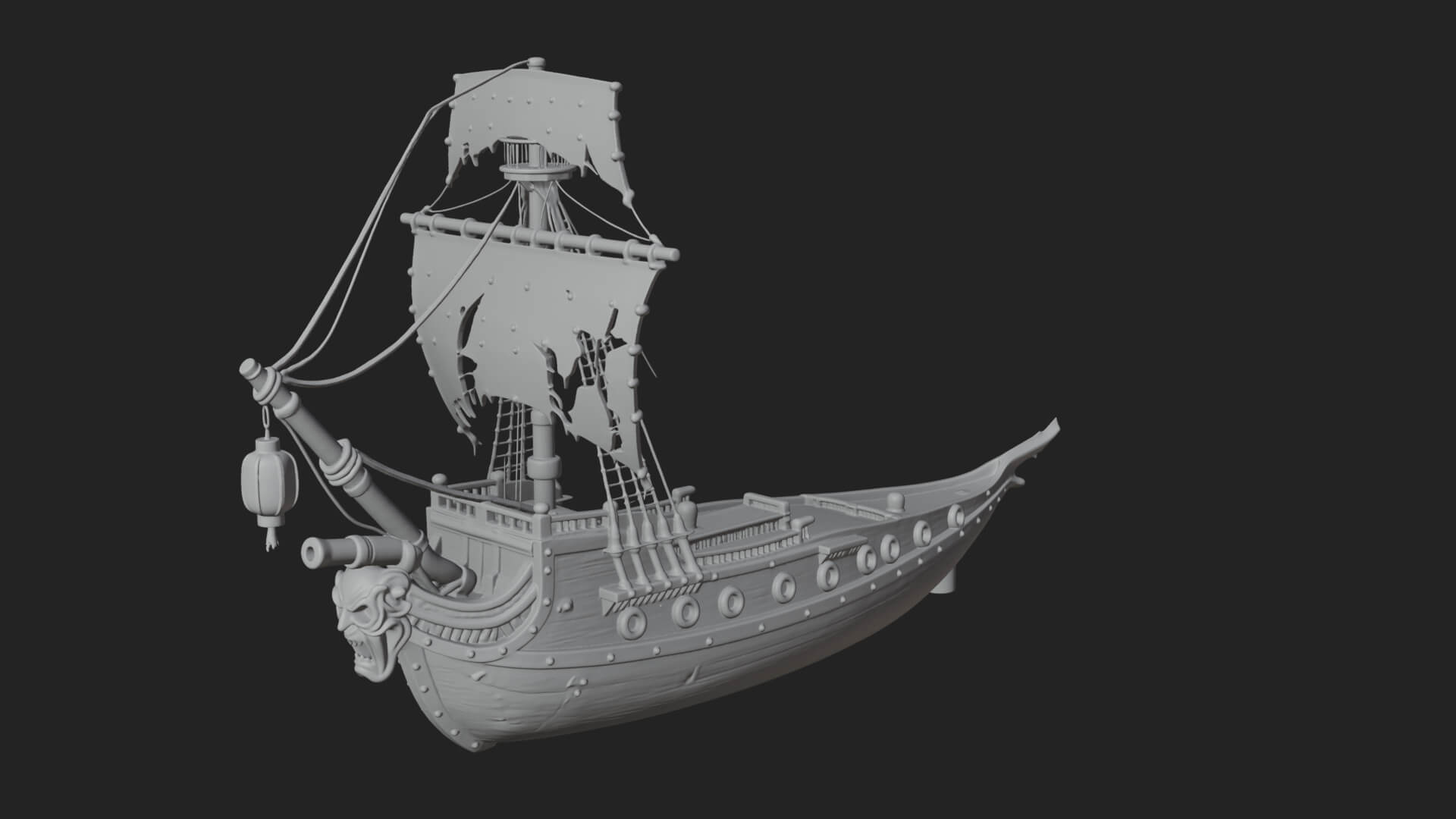 Ghostly Pirate Ship Model Design 2 3D Print Model 3D Model