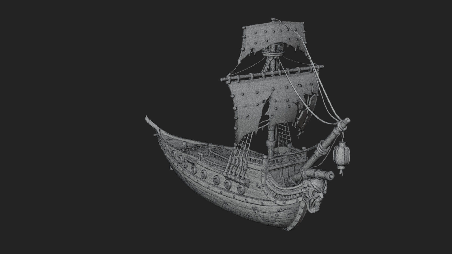 Ghostly Pirate Ship Model Design 2 3D Print Model 3D Model