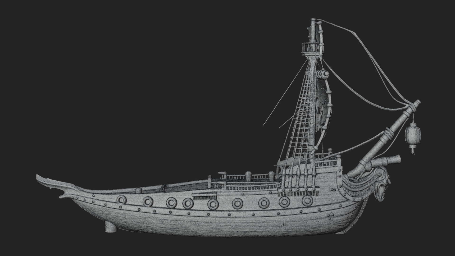 Ghostly Pirate Ship Model Design 2 3D Print Model 3D Model