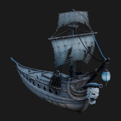 Ghostly Pirate Ship Model Design 2 3D Print Model