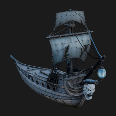 Ghostly Pirate Ship Model Design 2 3D Print Model