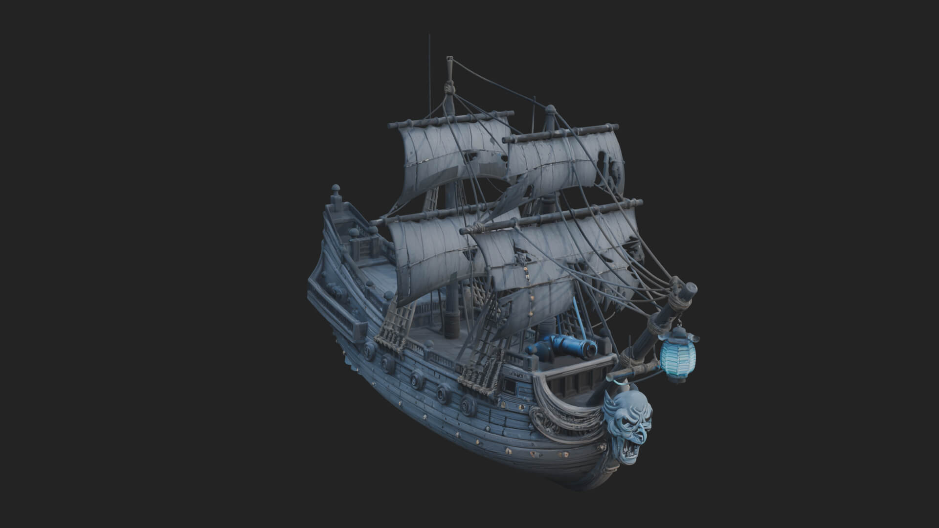 Ghostly Pirate Ship Model Design 3 3D Print Model 3D Model