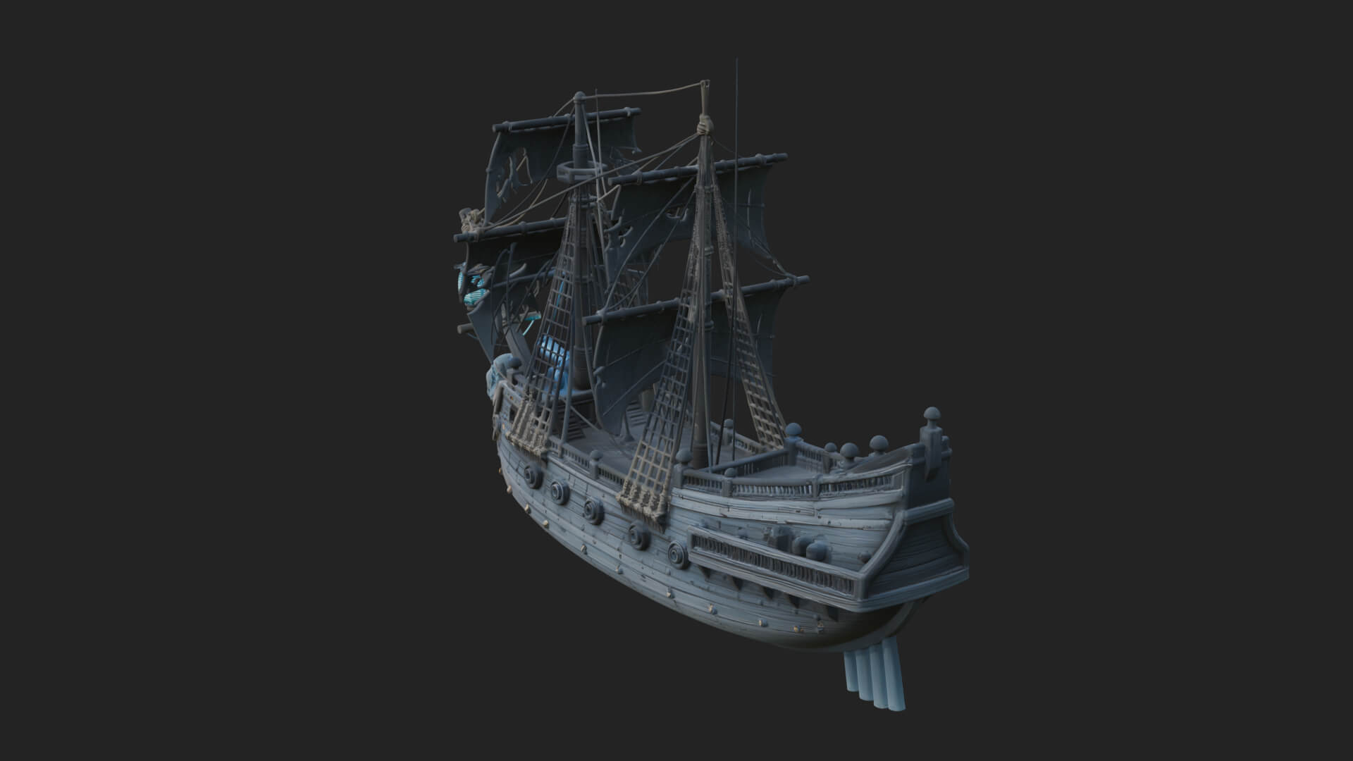 Ghostly Pirate Ship Model Design 3 3D Print Model 3D Model
