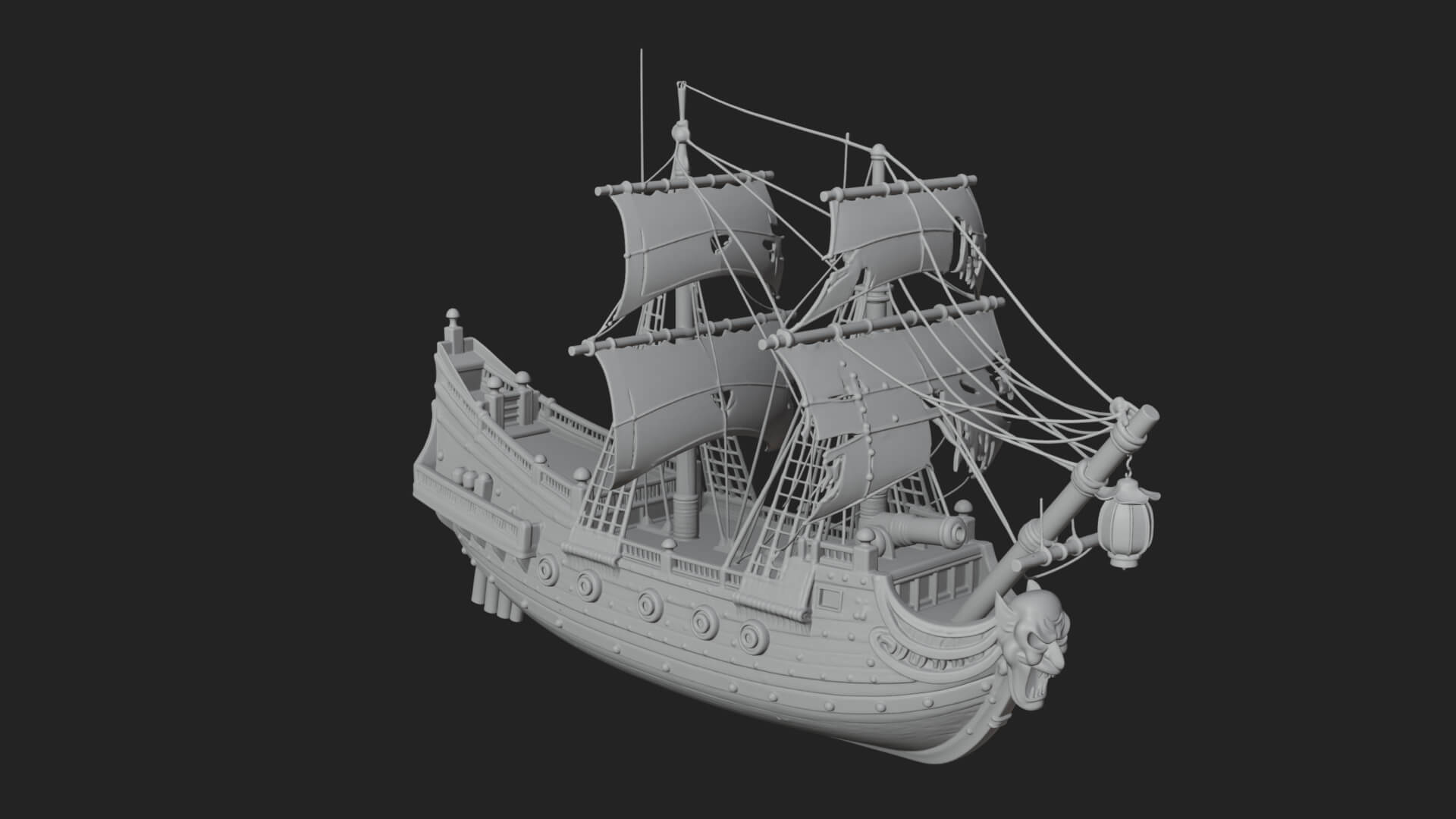 Ghostly Pirate Ship Model Design 3 3D Print Model 3D Model