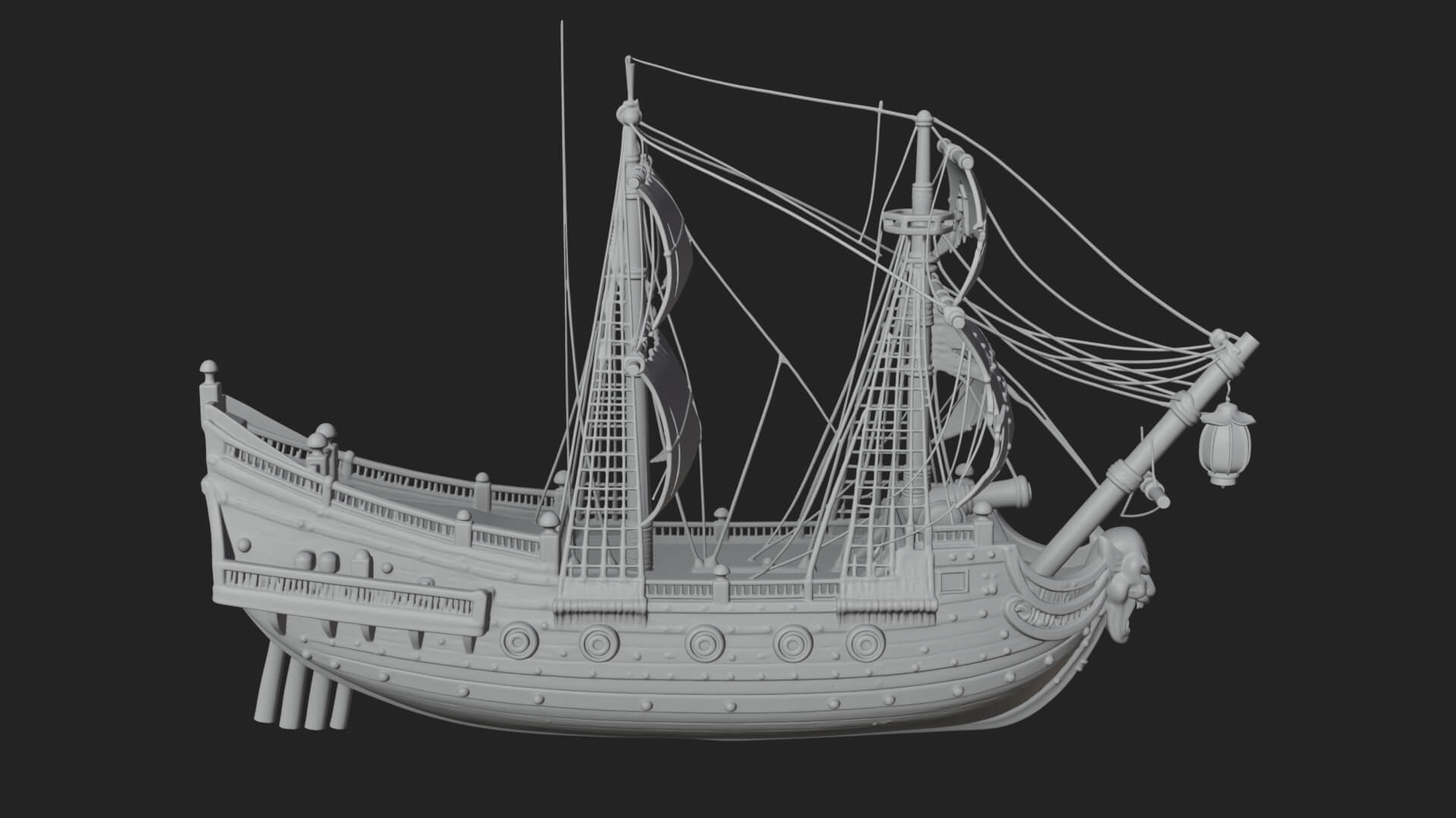 Ghostly Pirate Ship Model Design 3 3D Print Model 3D Model