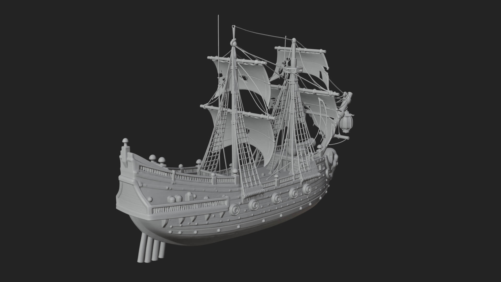 Ghostly Pirate Ship Model Design 3 3D Print Model 3D Model