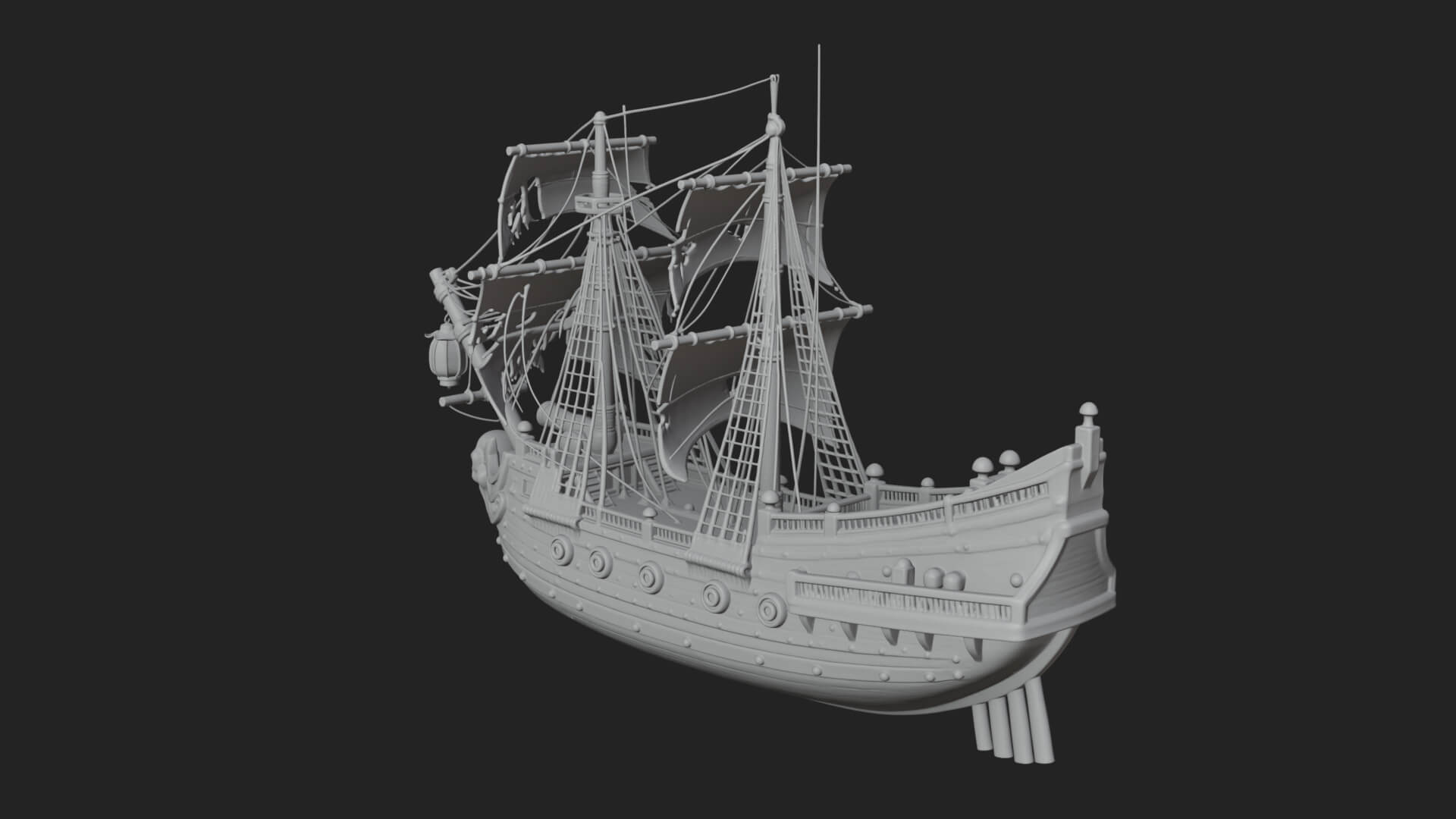 Ghostly Pirate Ship Model Design 3 3D Print Model 3D Model