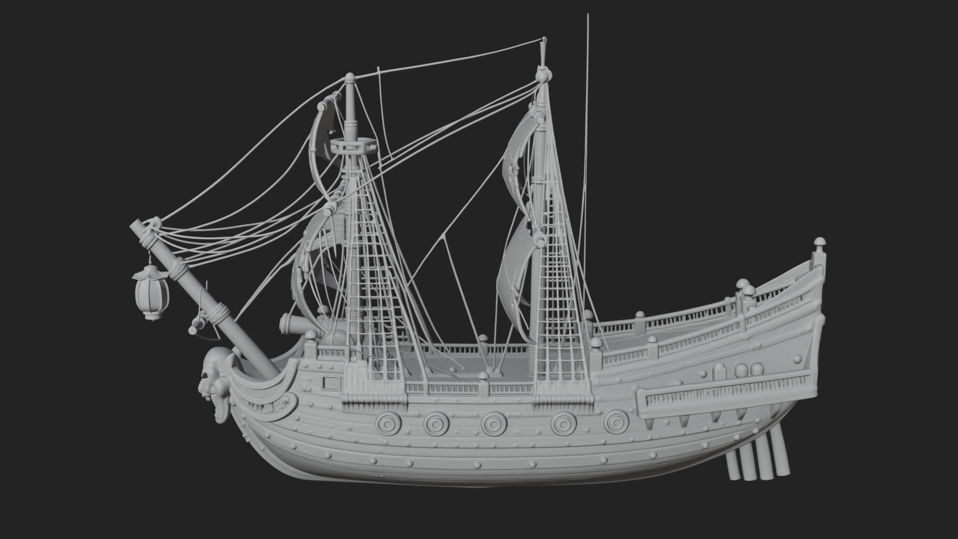 Ghostly Pirate Ship Model Design 3 3D Print Model 3D Model