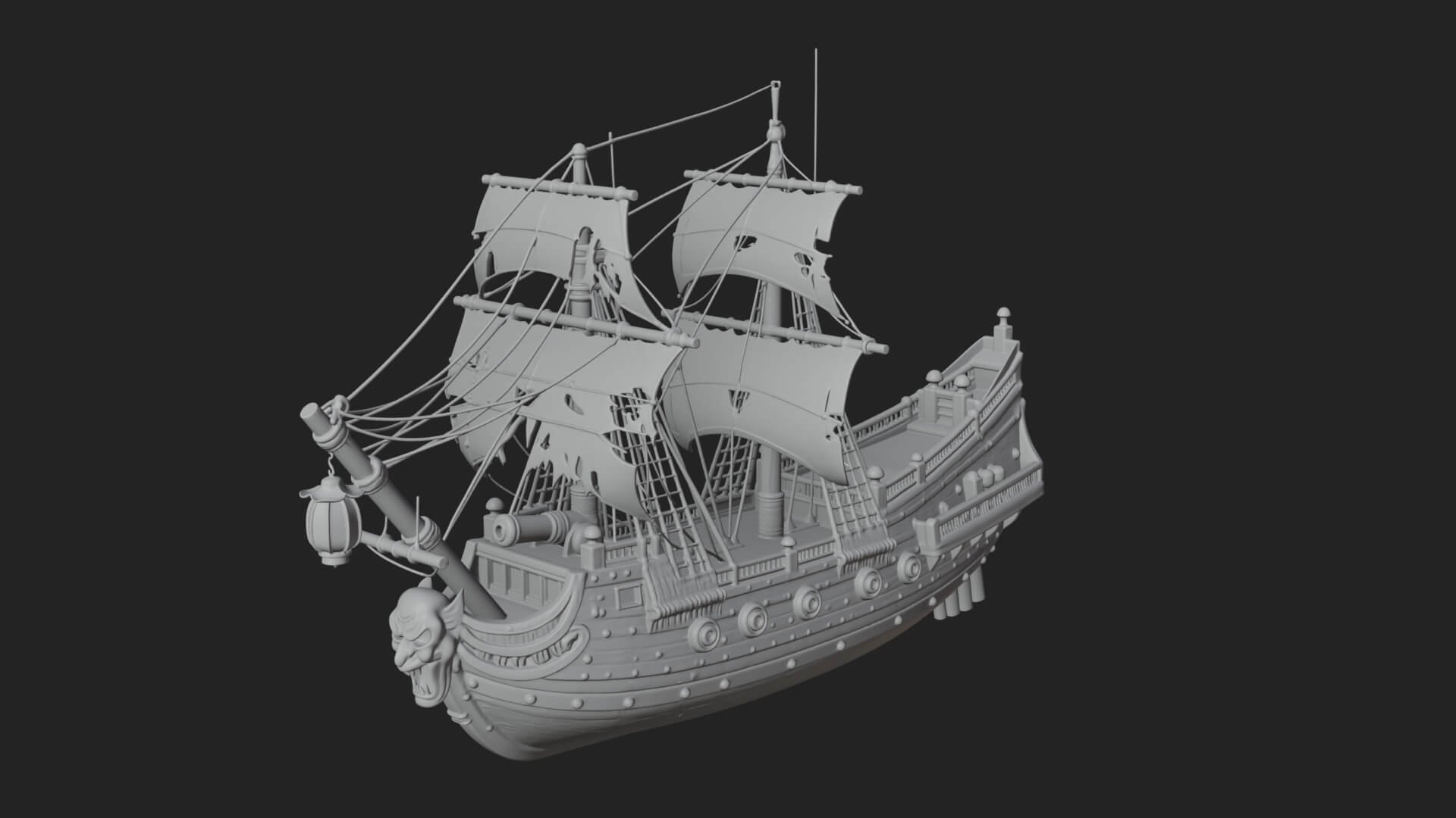 Ghostly Pirate Ship Model Design 3 3D Print Model 3D Model