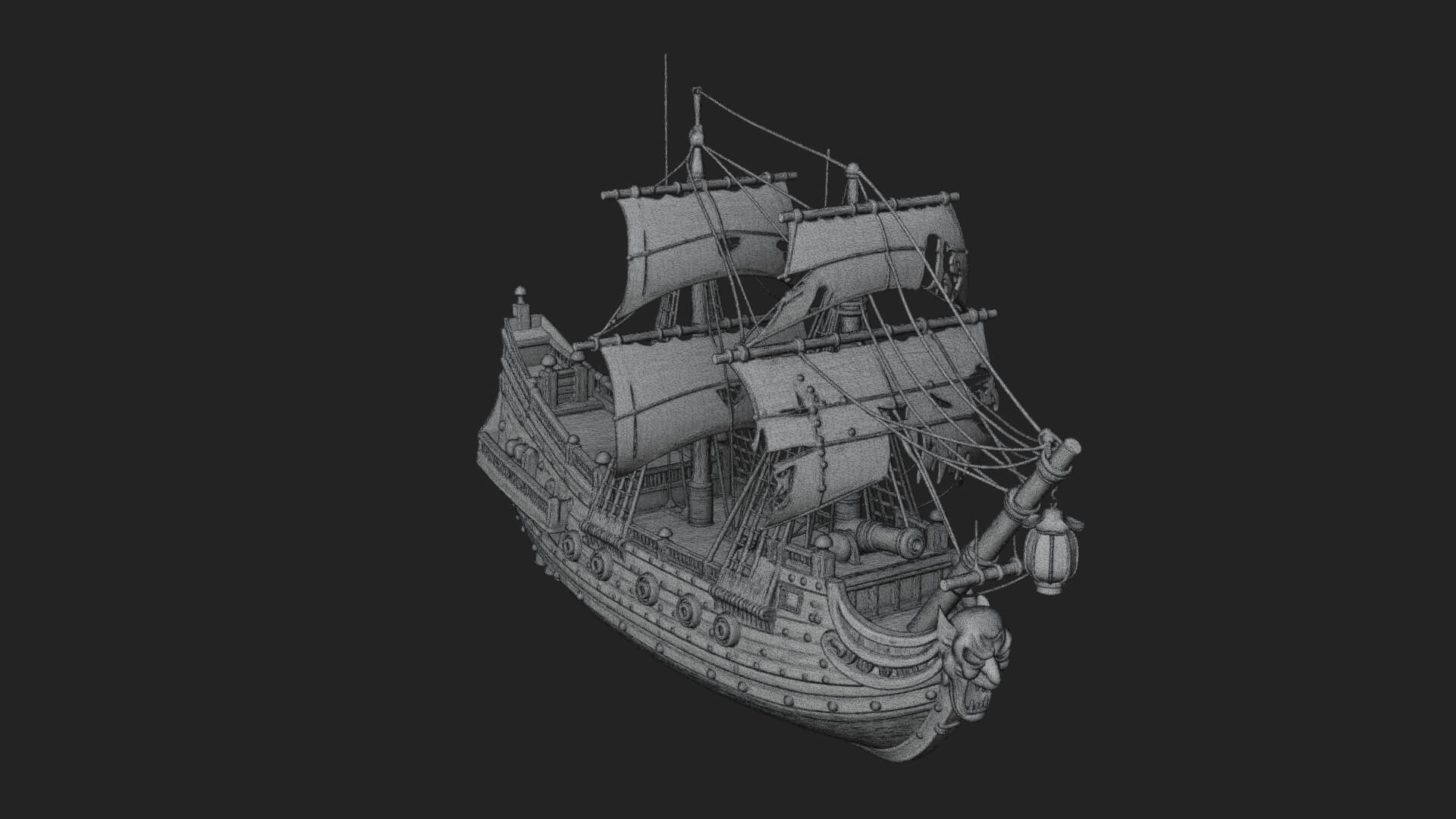Ghostly Pirate Ship Model Design 3 3D Print Model 3D Model