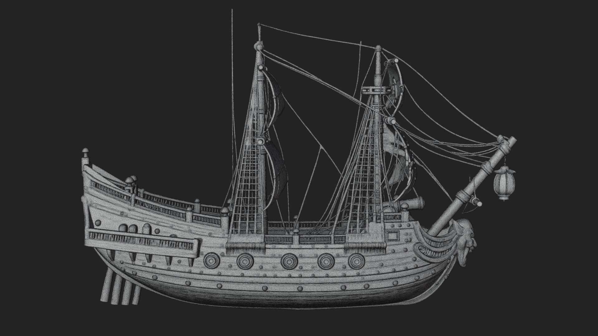 Ghostly Pirate Ship Model Design 3 3D Print Model 3D Model