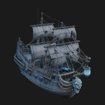 Ghostly Pirate Ship Model Design 3 3D Print Model