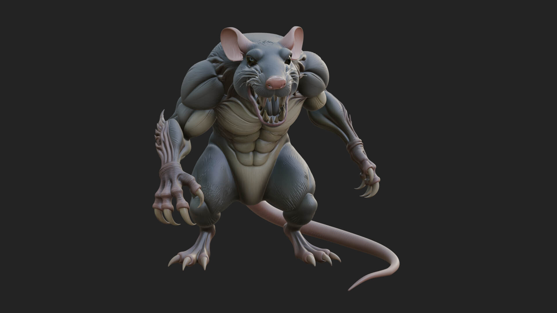 Giant Rat Beast Statue Design 1 3D Print Model 3D Model