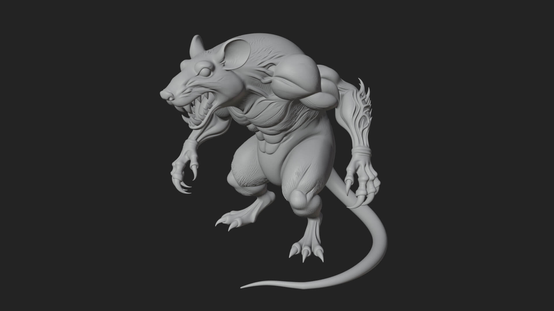 Giant Rat Beast Statue Design 1 3D Print Model 3D Model