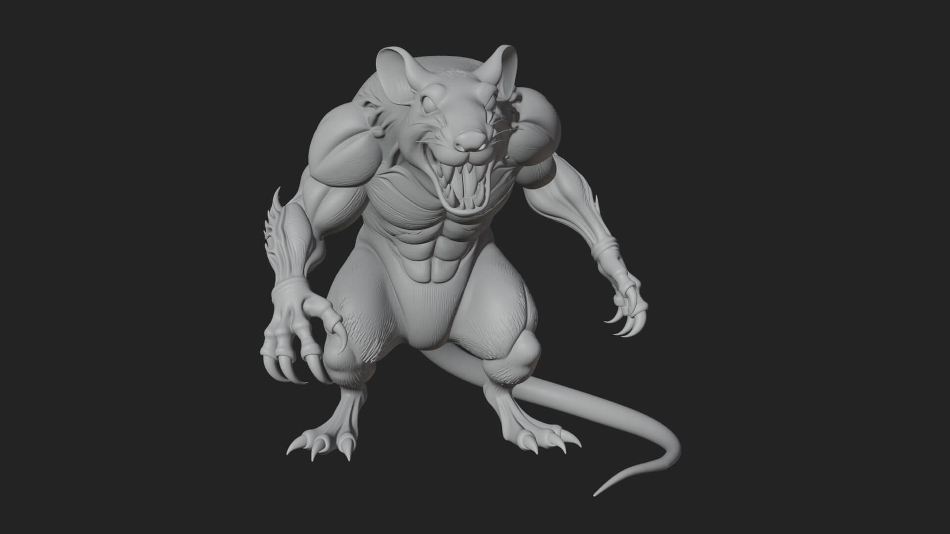 Giant Rat Beast Statue Design 1 3D Print Model 3D Model