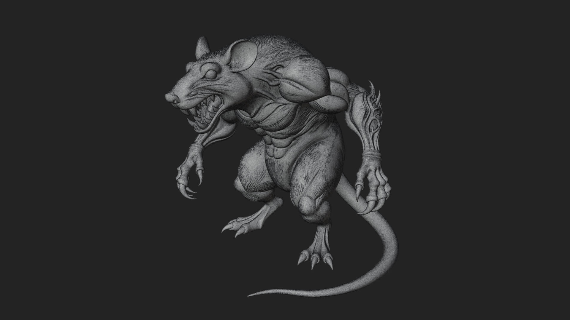 Giant Rat Beast Statue Design 1 3D Print Model 3D Model