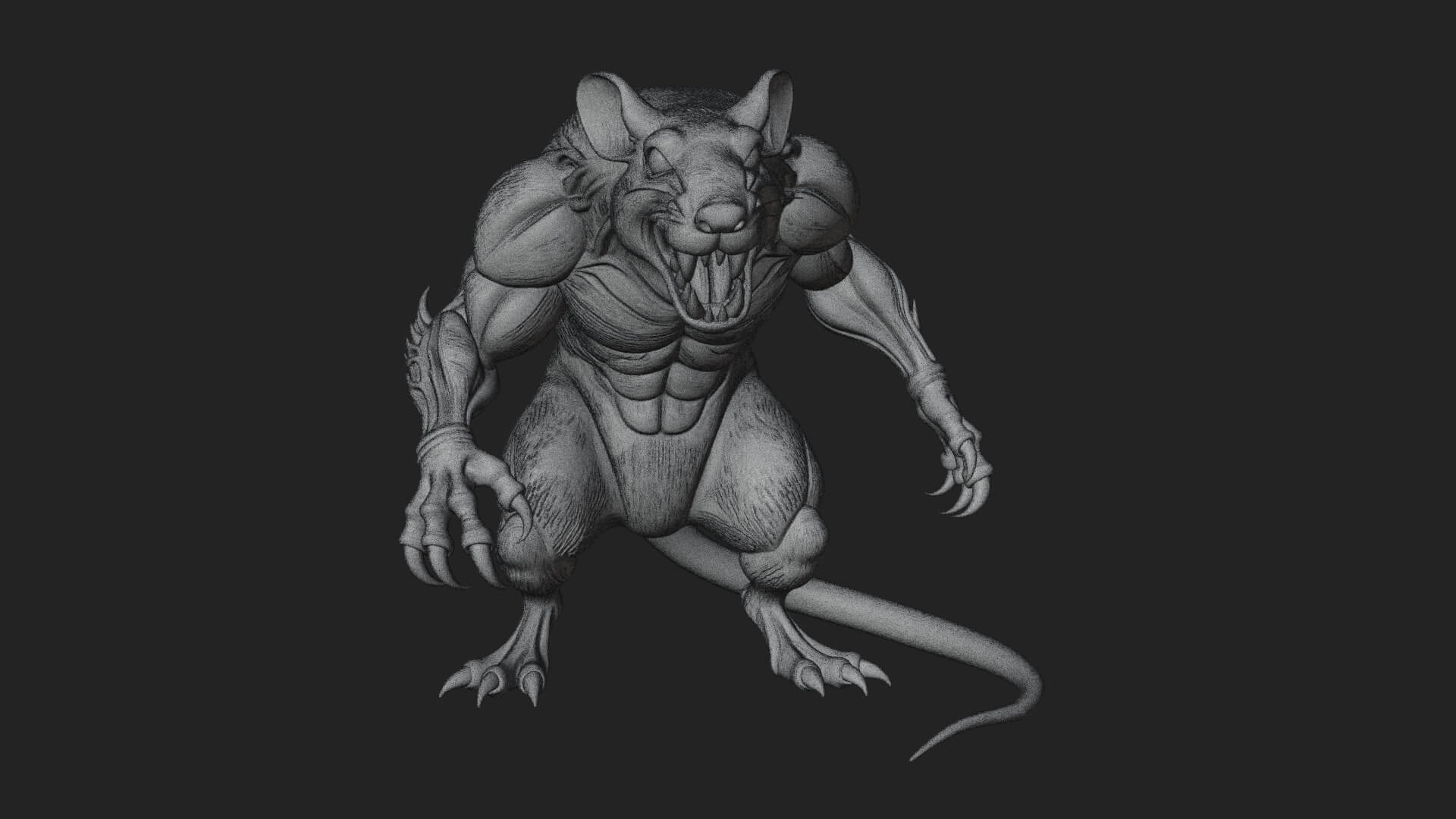 Giant Rat Beast Statue Design 1 3D Print Model 3D Model