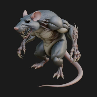 Giant Rat Beast Statue Design 1 3D Print Model