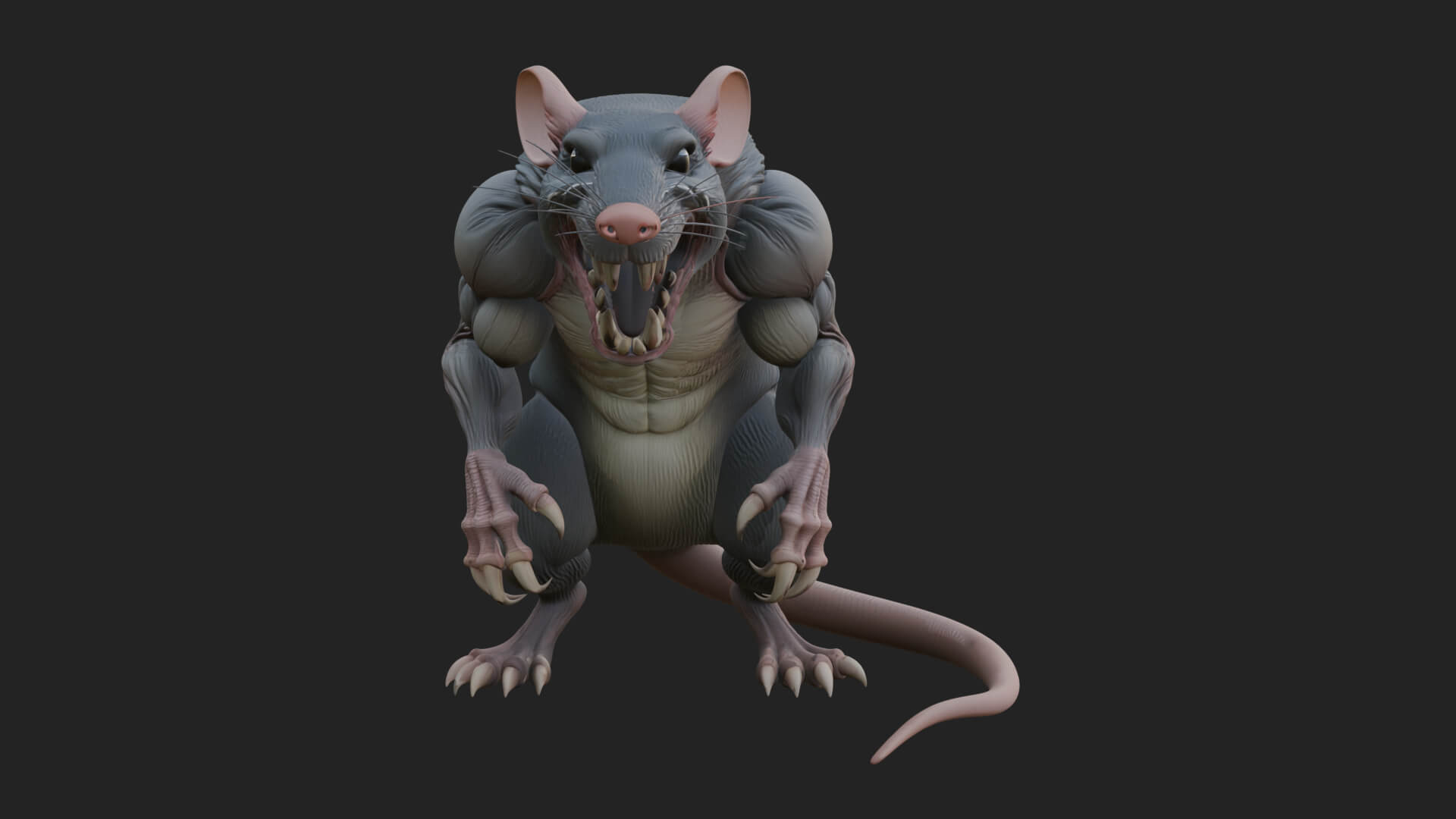 Giant Rat Beast Statue Design 2 3D Print Model 3D Model