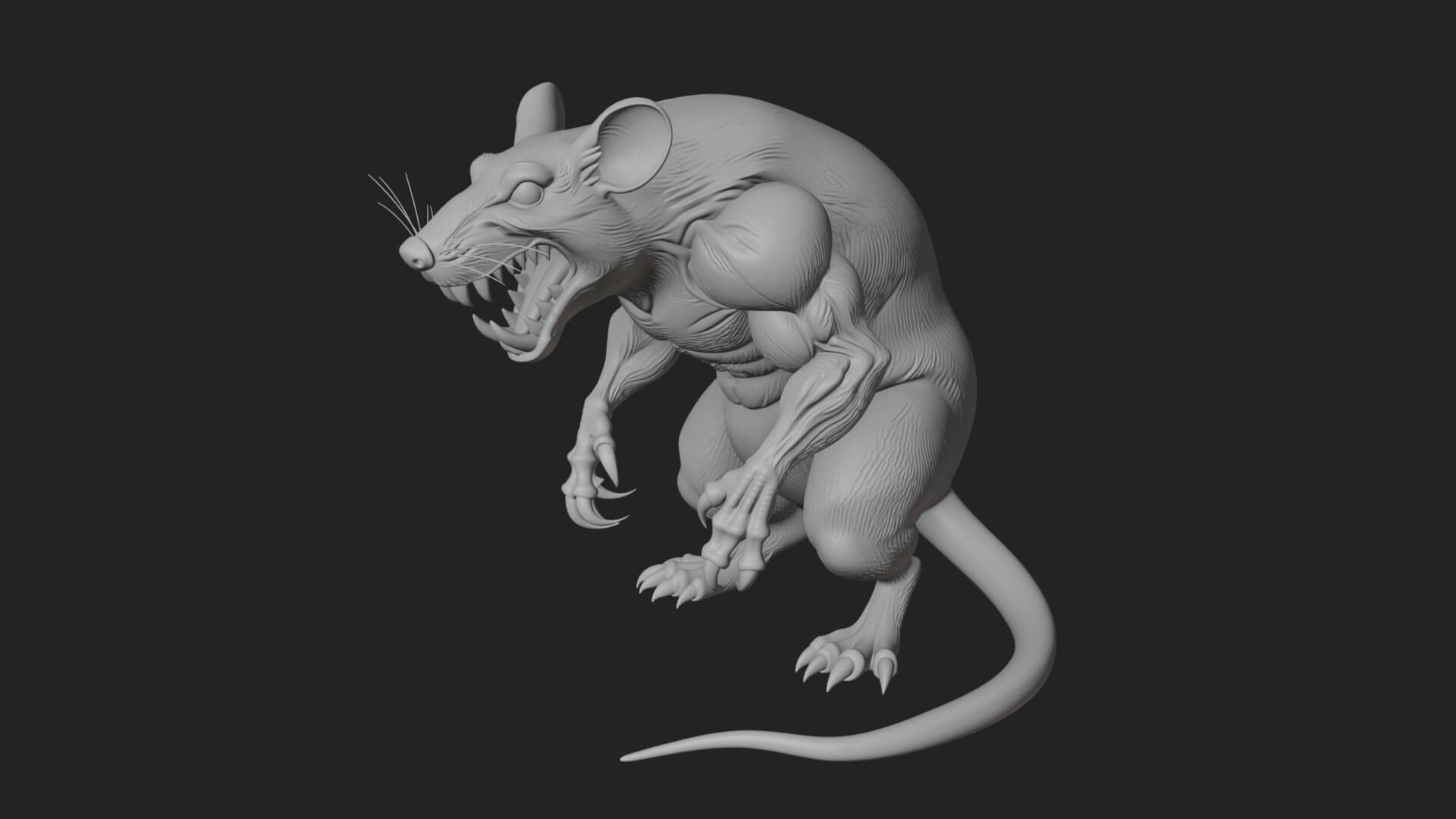 Giant Rat Beast Statue Design 2 3D Print Model 3D Model