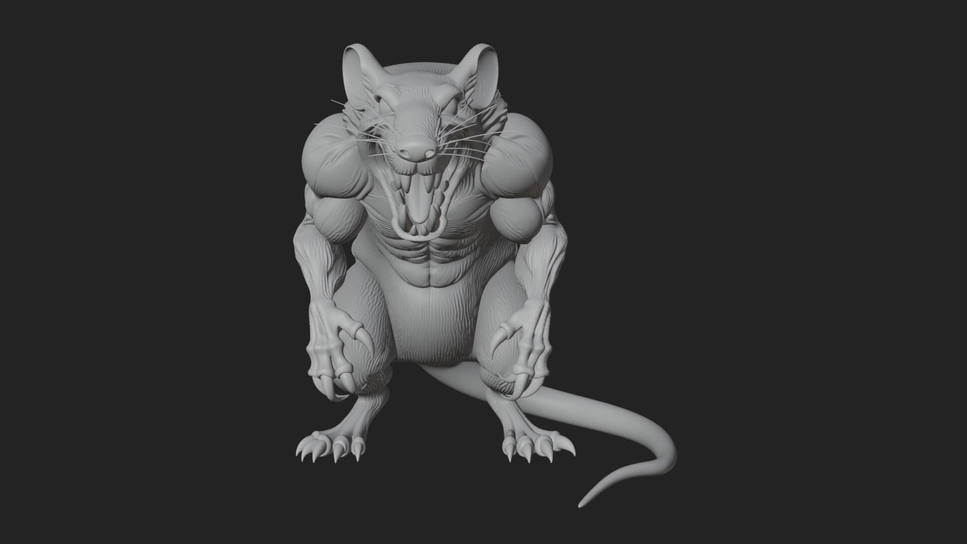 Giant Rat Beast Statue Design 2 3D Print Model 3D Model