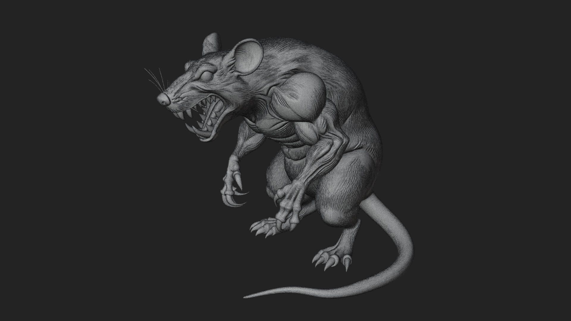 Giant Rat Beast Statue Design 2 3D Print Model 3D Model