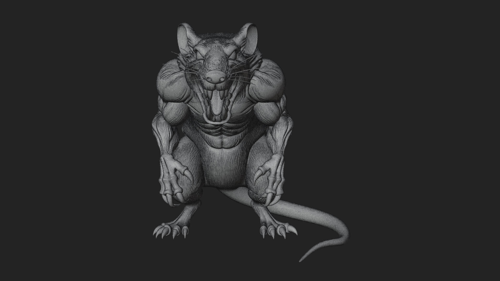 Giant Rat Beast Statue Design 2 3D Print Model 3D Model