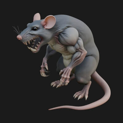 Giant Rat Beast Statue Design 2 3D Print Model