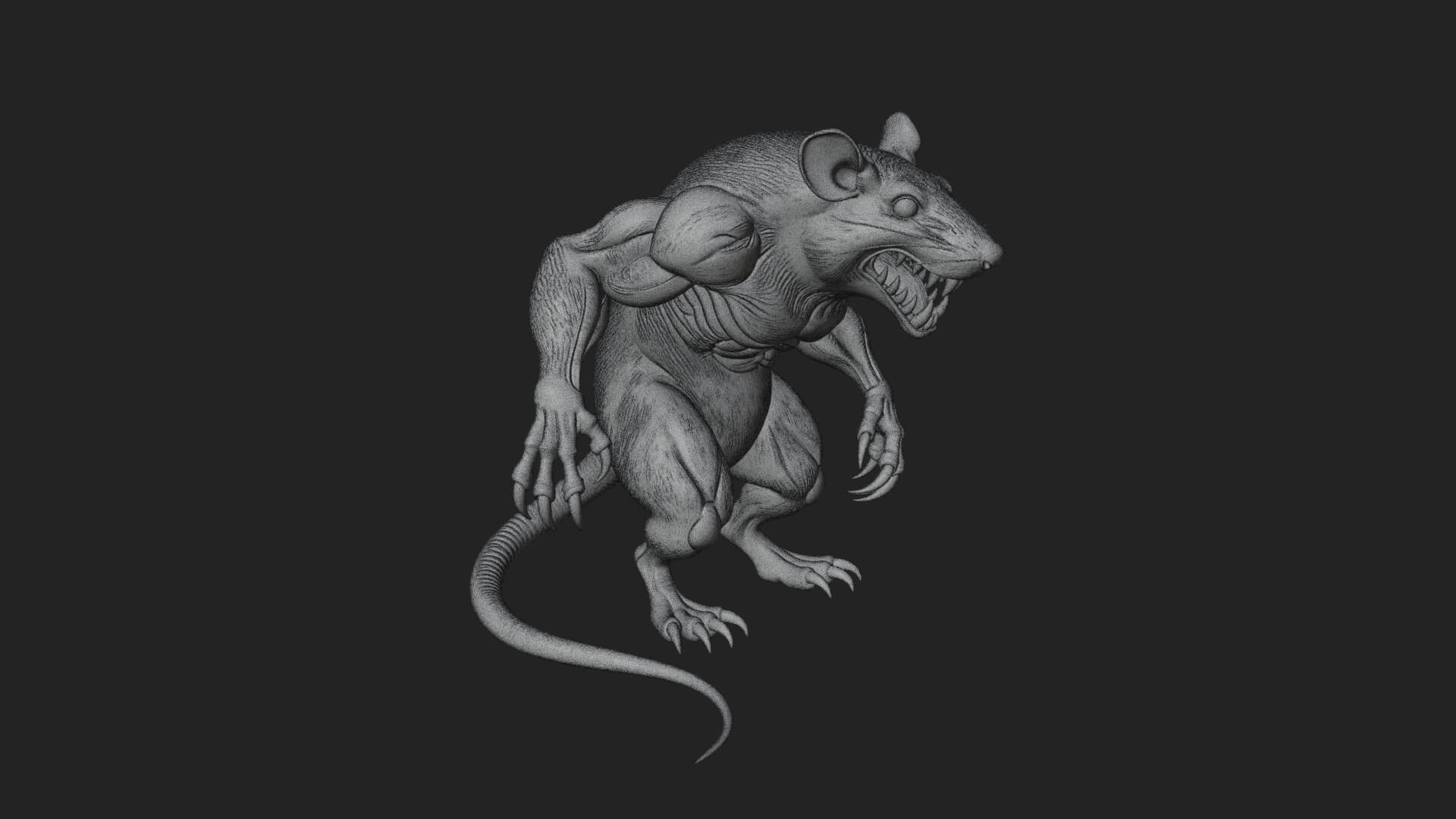 Giant Rat Beast Statue Design 3 3D Print Model 3D Model