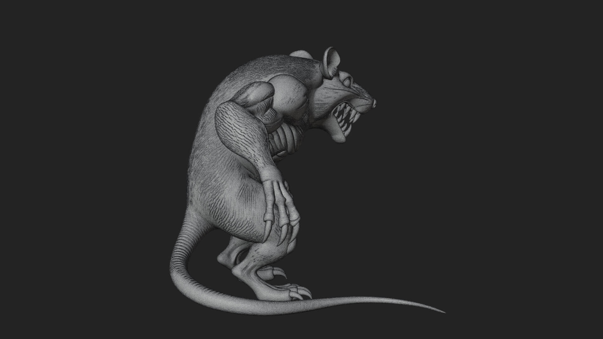 Giant Rat Beast Statue Design 3 3D Print Model 3D Model