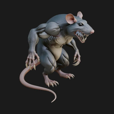 Giant Rat Beast Statue Design 3 3D Print Model