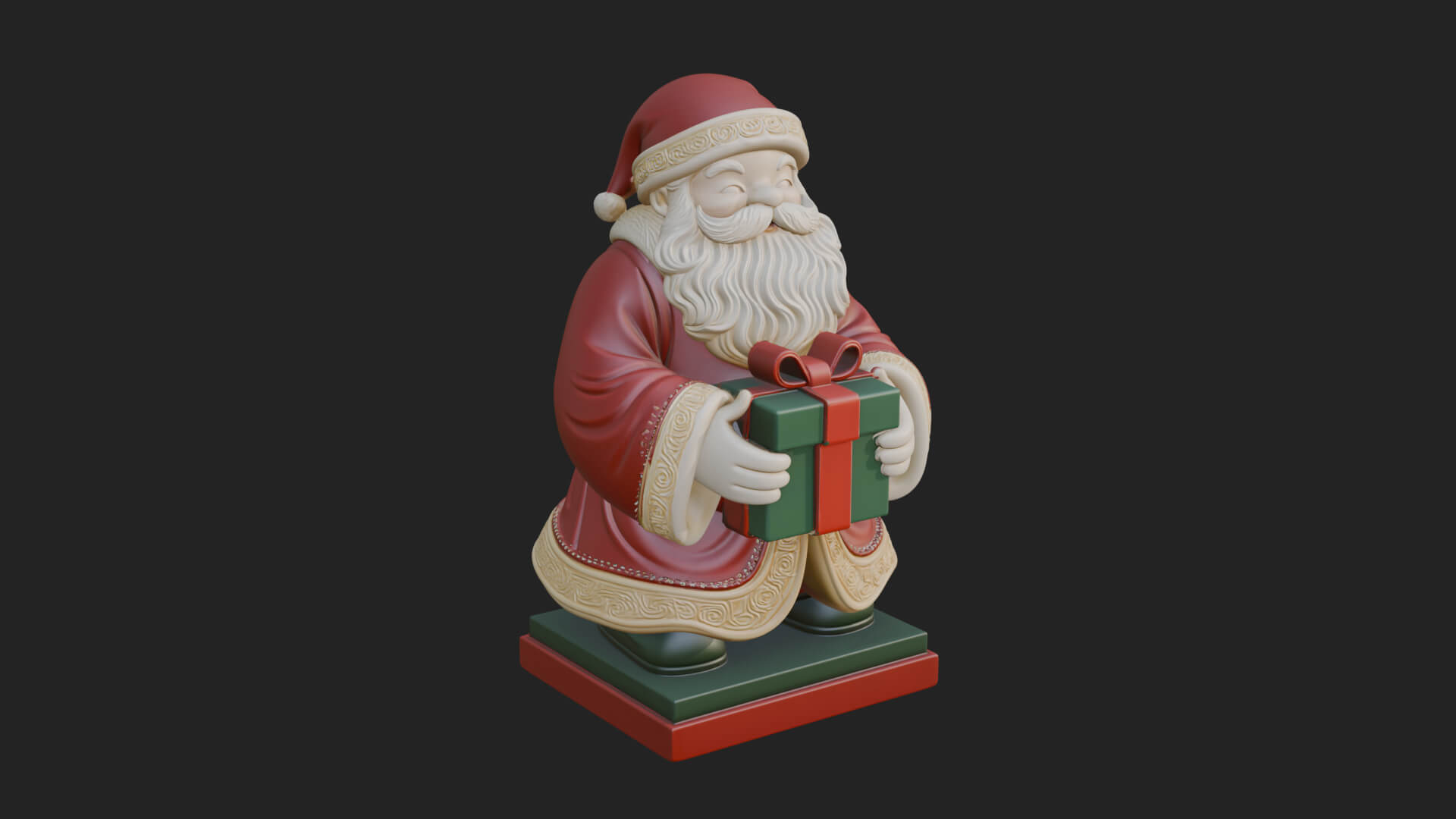 Gift Holding Santa Statue Design 1 3D Print Model 3D Model