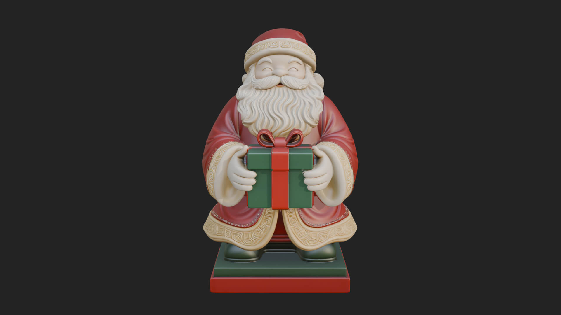 Gift Holding Santa Statue Design 1 3D Print Model 3D Model