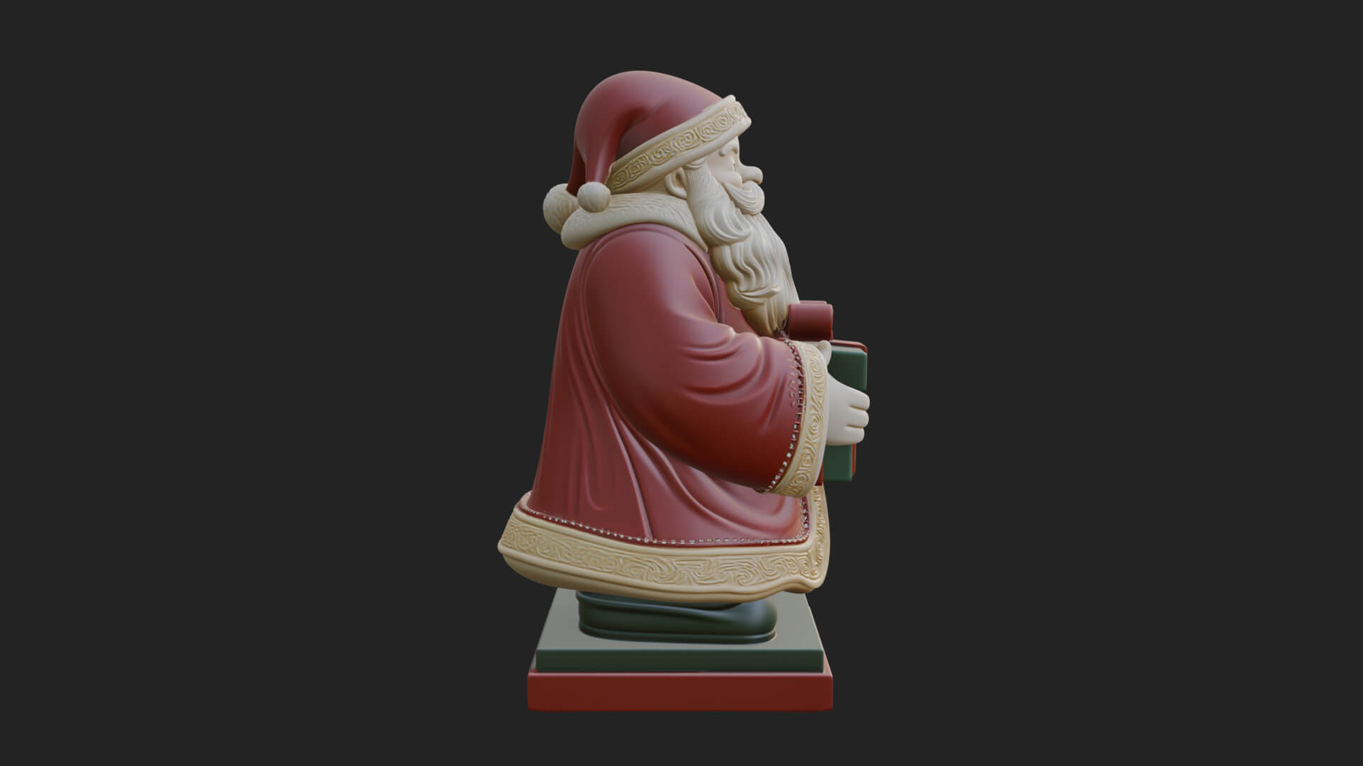 Gift Holding Santa Statue Design 1 3D Print Model 3D Model