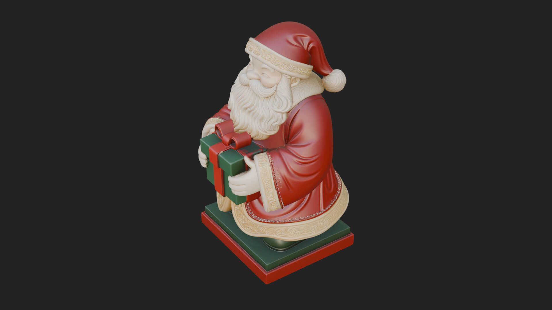 Gift Holding Santa Statue Design 1 3D Print Model 3D Model